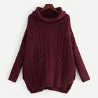 Shein Plus Slit Side Stepped Hem Cable Knit Jumper