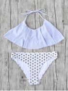 Shein Cute Halter Ruffle Top With Print Bottom