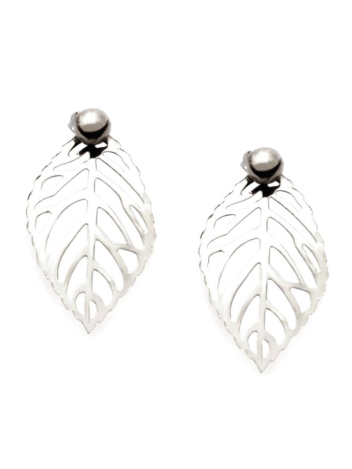 Shein Silver Plated Hollow Leaf Stud Earrings