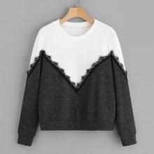 Shein Contrast Lace Two Tone Sweater