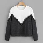 Shein Contrast Lace Two Tone Sweater
