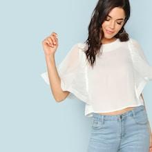 Shein Pleated Flounce Sleeve Top