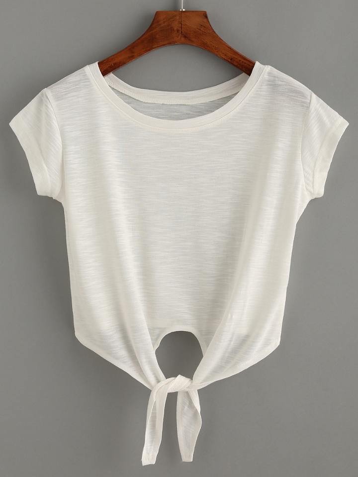 Shein Self Tied Front Crop Top