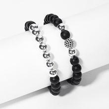 Shein Men Contrast Beaded Bracelet Set 2pcs