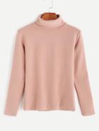 Shein Pink Turtleneck Long Sleeve T-shirt