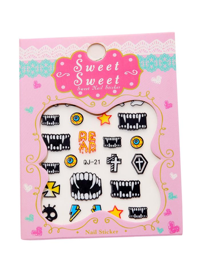 Shein Vampire Tooth Pattern Nail Sticker