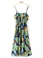 Shein Tropical Print Fold Over Cami Dress