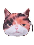 Shein Brown Cat Pattern Zipper Purse