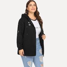 Shein Plus Drawstring Detail Hooded Coat