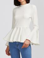 Shein Fluted Sleeve Textured Peplum Top