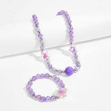Shein Girls Star Detail Beaded Necklace & Bracelet