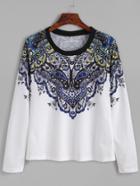 Shein White Vintage Print T-shirt