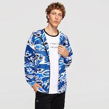 Shein Men Zip Front Hooded Camo Print Coat