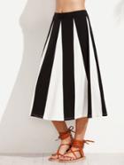 Shein Black And White A Line Midi Skirt