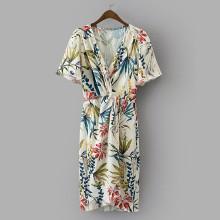 Shein Foliage Print Twist Front Dress