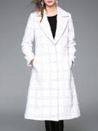 Shein White Lapel Plaid Pockets Coat
