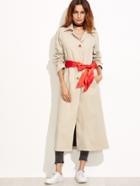 Shein Apricot Back Flap Trench Coat With Sash Belt