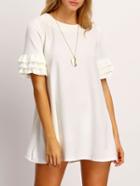 Shein White Ruffle Sleeve A-line Dress