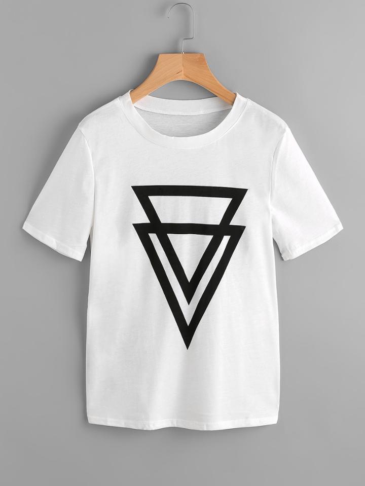Shein Double Triangle Print Tee