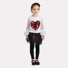 Shein Girls Heart Sequin Contrast Lace Sleeve Tee