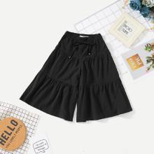 Shein Girls Solid Tiered Ruffle Hem Pants