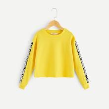 Shein Girls Lettering Tape Side Pullover