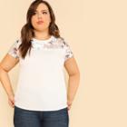 Shein Plus Printed Mesh Shoulder Top