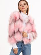 Shein Pink Open Front Faux Fur Coat