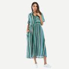 Shein Tie Waist Stripe Shirt Dress