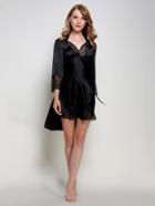 Shein Lace Insert Satin Cami Dress With Robe