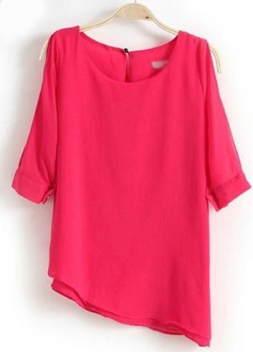 Rosewe Glamorous Round Neck Half Sleeve Red T Shirt