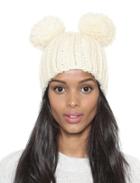 Shein White Twisted Ball Knit Hat