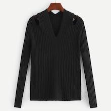 Shein Cutout Rib Knit Jumper