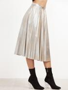 Shein Silver Pleated Circle Skirt