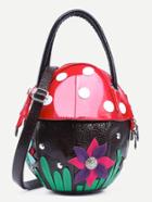 Shein Multicolor Rhinestone Flower Patch Mushroom Bag