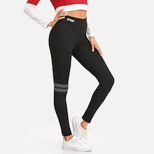 Shein Varsity Striped Letter Print Skinny Leggings