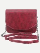 Shein Red Distressed Faux Leather Flap Bag
