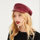 Shein Pu Plain Baker Boy Hat