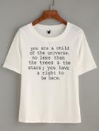 Shein Beige Sentence Print T-shirt