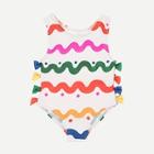 Shein Toddler Girls Chevron & Polka Dot Print Jumpsuit