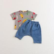 Shein Boys Fruit Print Tee With Pants