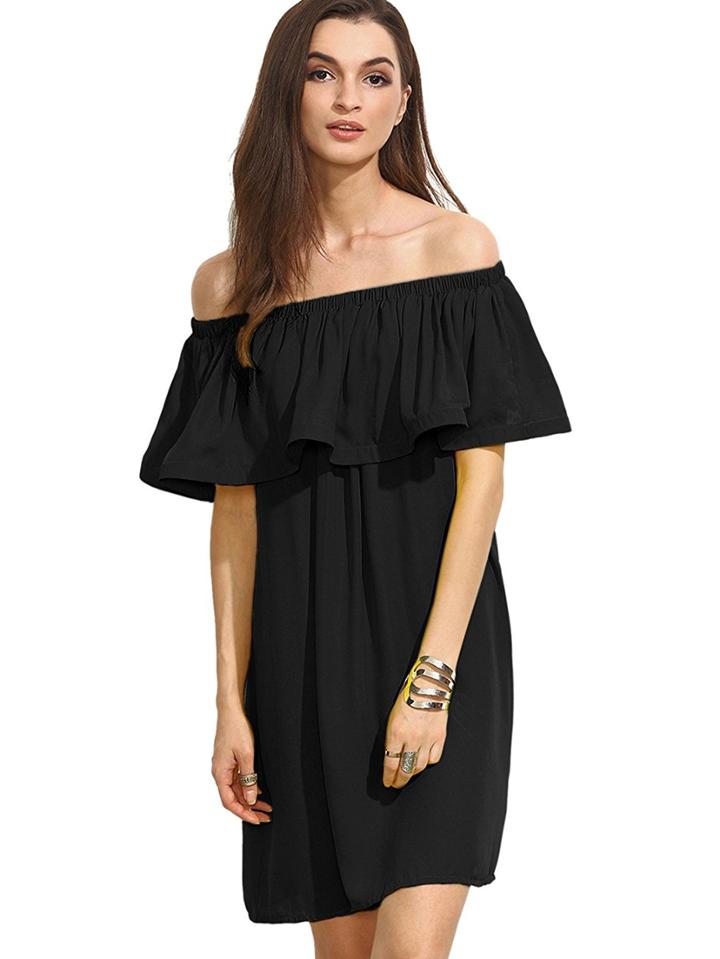 Shein Black Off The Shoulder Ruffle Dress