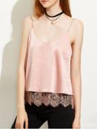 Shein Pink Lace Trim Backless Cami Top