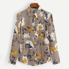 Shein Floral Single Breasted Blouse