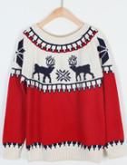 Shein Women Mulit Color Moose Snowflake Patterned Sweater