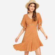 Shein V Neck Tiered Ruffle Hem Dress
