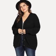 Shein Plus Drop Shoulder Button Up Cardigan