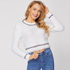 Shein Contrast Panel Crop Fuzzy Jumper