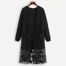 Shein Lace Panel Dual Pocket Cardigan