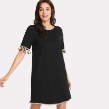 Shein Pom Pom Embellished Tee Dress